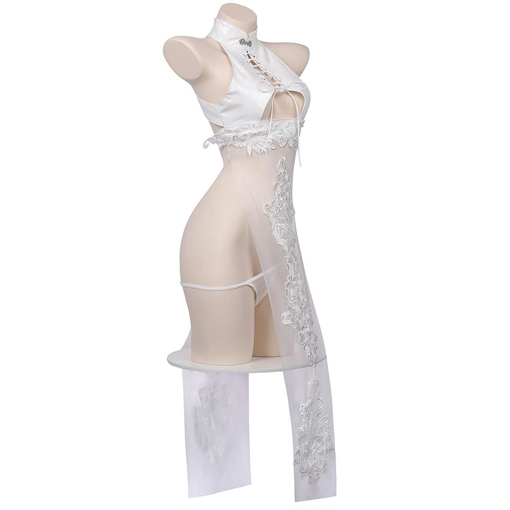 Cosplay Sexy Cheongsam Chinese Dress Lingerie Dress Leather Style PU Babydoll Chinese Dress Style See Through Bondage Bodycon Enamel PVC Queen Cute