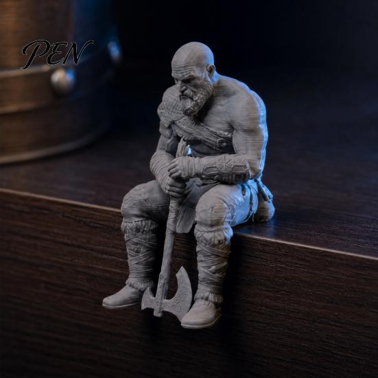 Battle Suit Figure 3D Printed Warrior Statue, Nordic Mythology Figurine with Desk Decor Weapon, Collectible Ornament for Home Office Decoration