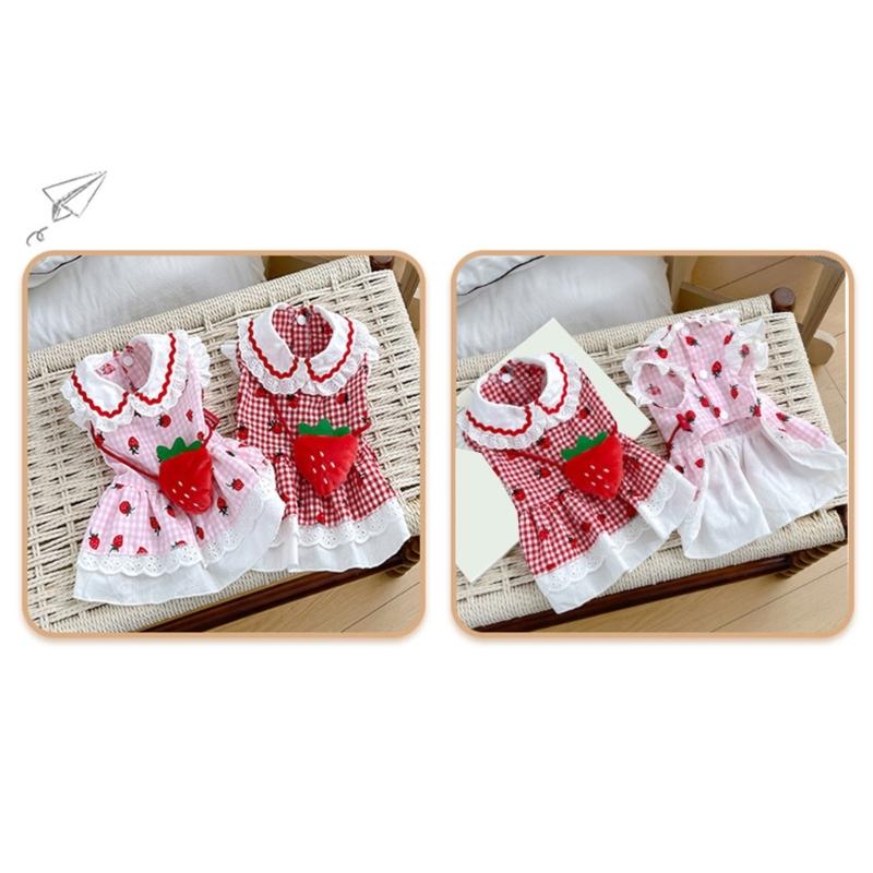 Lovely Strawberry Pet Outfit Fashion Small Pet Dress Eye Catching Pet Dress for Fashion Small Dogs and Cats