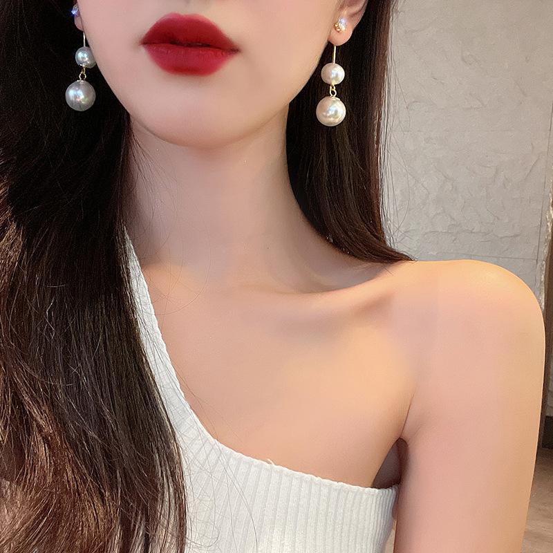 Elegant Imitation Pearl Drop Earrings For Women Shiny Rhinestone Exquisite Studs Wedding Party Jewelry Gifts