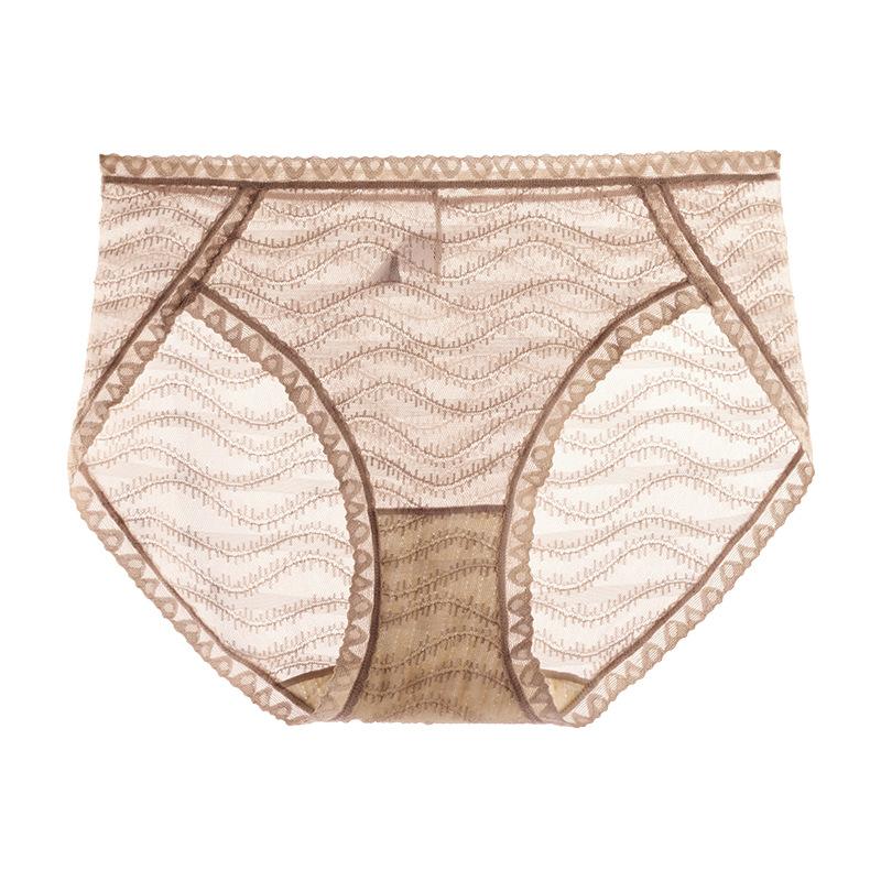Dámské ultratenké prodyšné, rychleschnoucí antibakteriální dámské trojúhelníkové kalhoty s vysokým rozparkem sexy krajkové spodní prádlo