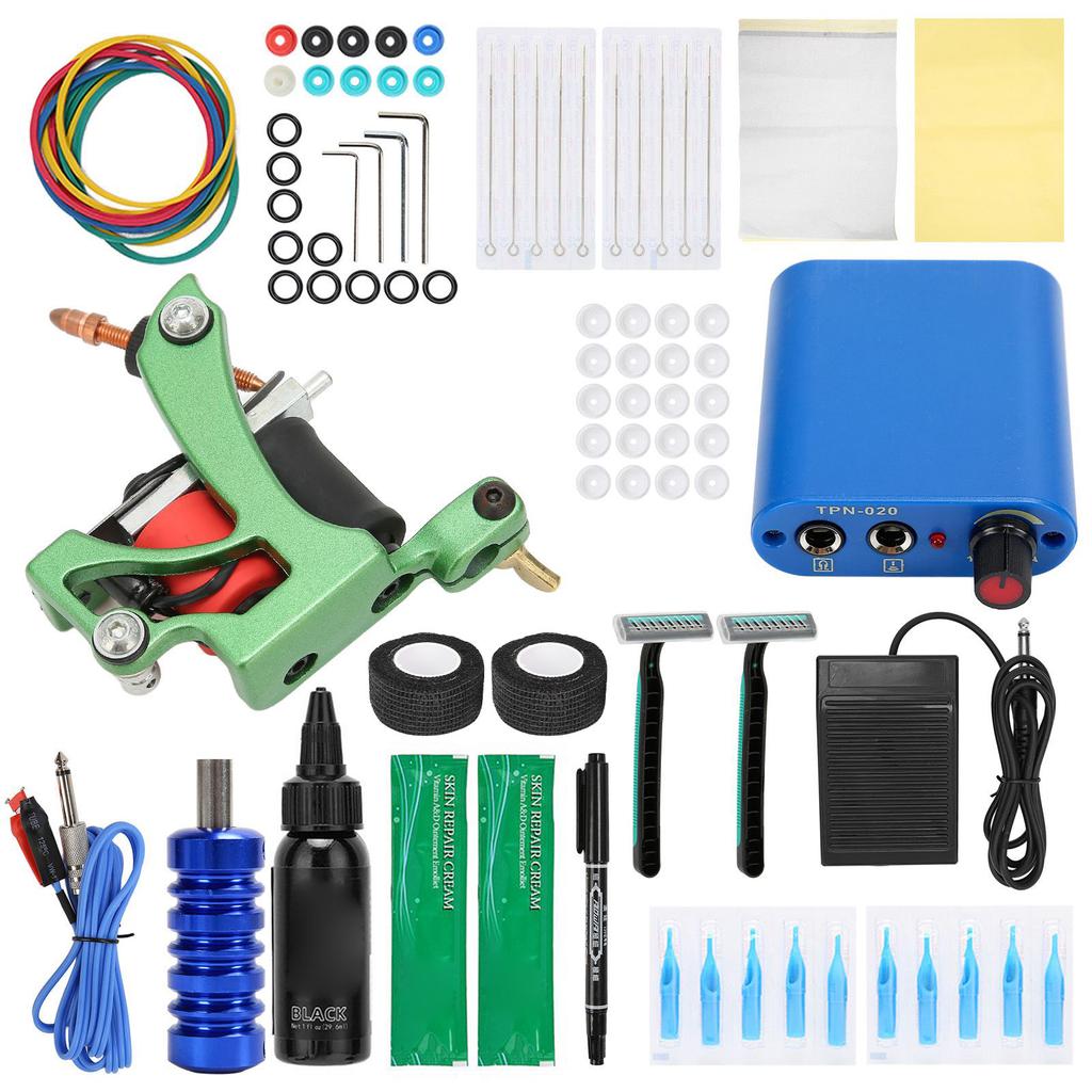 Complete Tattoo Machine Kit Professional Tattoo Coils Machine Tattoo Clip Cord Pedal Supply