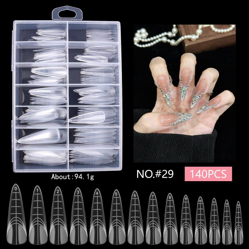 Eagle'S Talon 120/140 Pcs Short Curved Stiletto False Nail Tips Clear Soft Fake Nails Extensions For Diy Nail Salon Manicure
