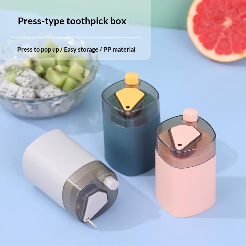 Creative Luxury Automatic Pop-Up Toothpick Holder Press-Down Style Cylinder Can for Home Living Room Portable Compact Design