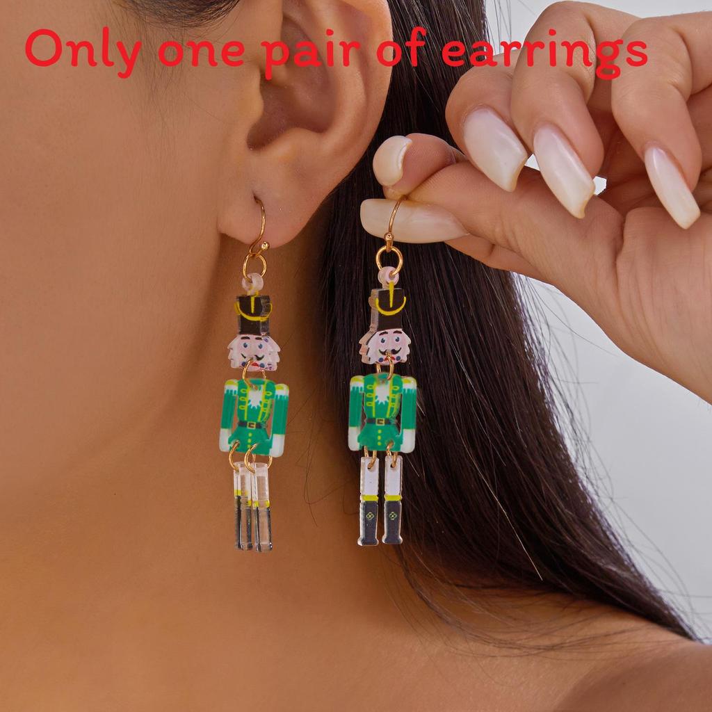 Christmas Series Acrylic Earrings With Santa Claus Rudolph And Christmas Lights For Holiday Fashion