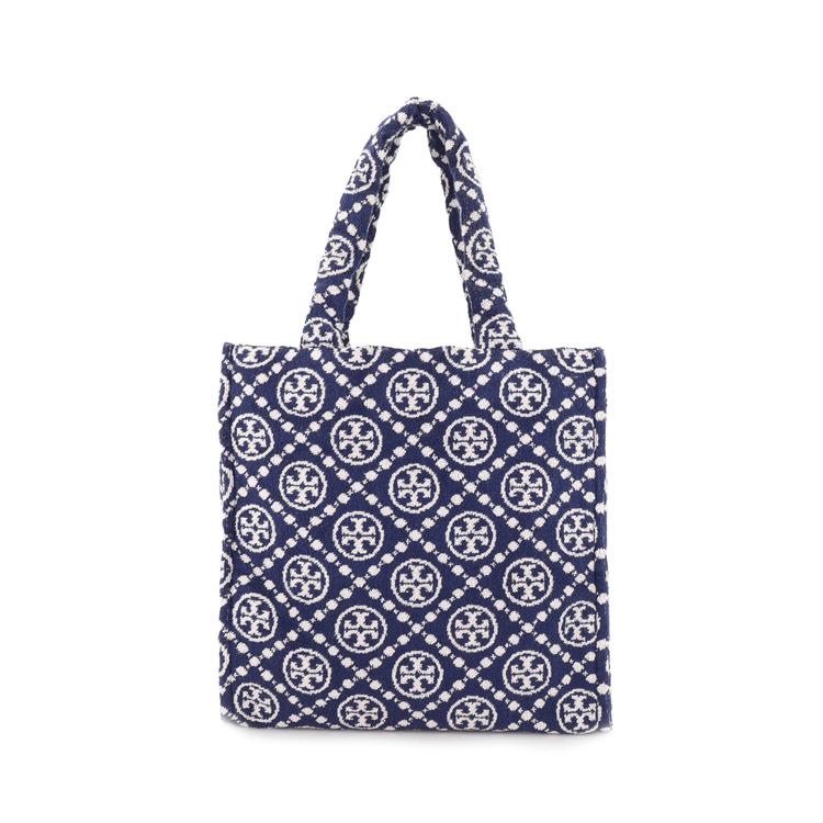 Tory Burch T Monogram Double T Logo Diamond Pattern Large Capacity Commuter Tote Bag Women Tote Navy-Blue 149296-405