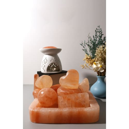 Windfulogo 2-Piece Heart-Shaped Himalayan Salt Massage Stone Cold Rock Kit for Facial Spa