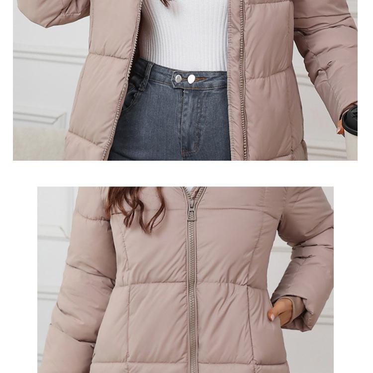 Nya vinterjackor i bomull Damkläder Långa parkas Lös huva Tjocka varma vinterkappor Svarta överrockar för kvinnor