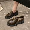 2025 New Women's Shoes British Style Camellia Loafers Student Muffin Thick Heel Platform Single Shoes Round Head One Pedal