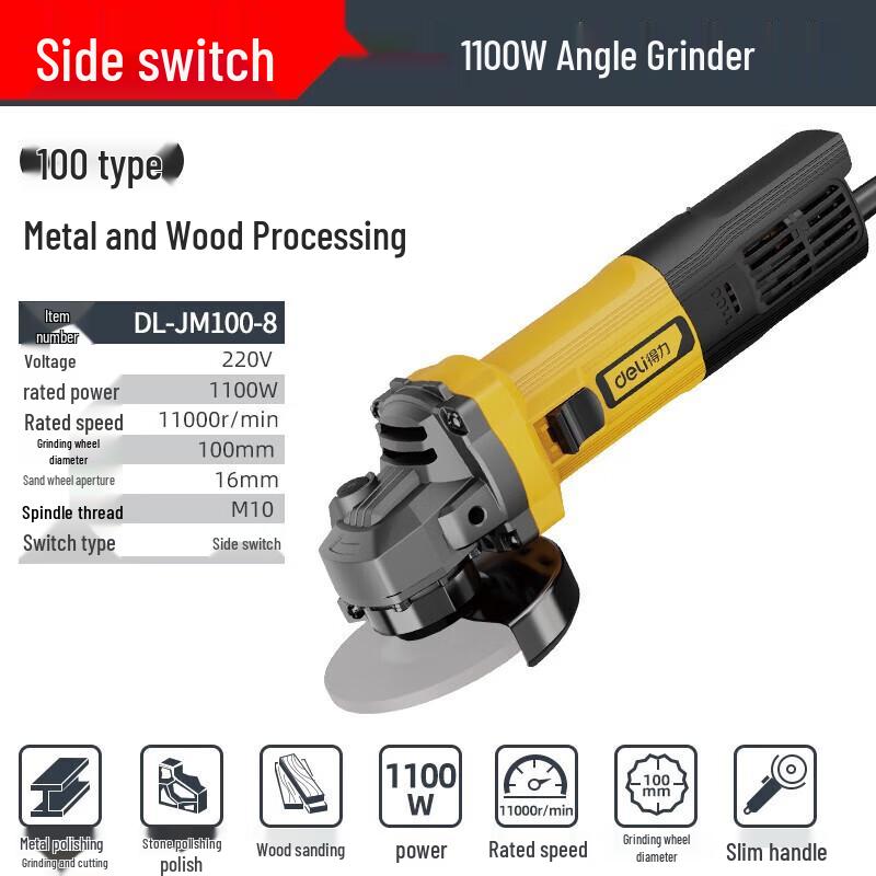 Deli Cordless Angle Grinder CN Plug (adapter Included)