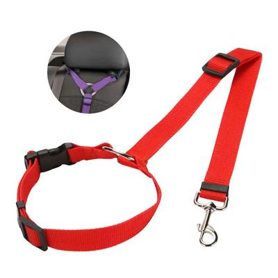 Nylonowy pas bezpieczeństwa dla psów Jednokolorowy dwustronny pas samochodowy dla zwierząt domowych Smycz Regulowana uprząż dla psa Obroża Produkty Akcesoria dla zwierząt