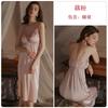 Women's Sheer Mesh Push Up Padded Cami Sleep Dress with Robe Lounge Set