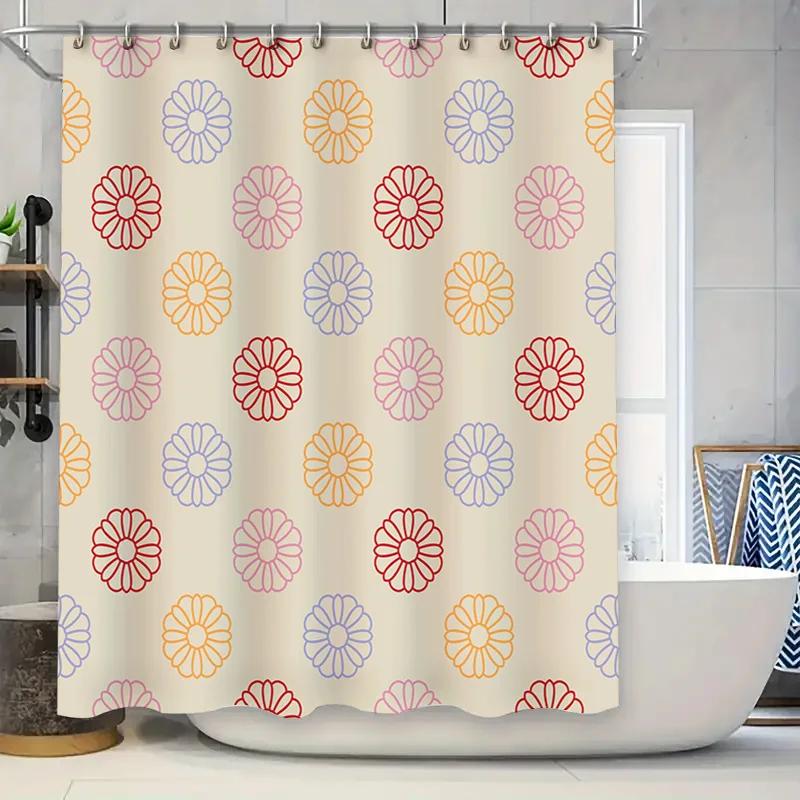 

Vibrant Floral Shower Curtain Set for Bathroom Decor Pink Blue Blossom Pattern Made with Water-Resistant Fabric Easy Installatio W90xH180cm