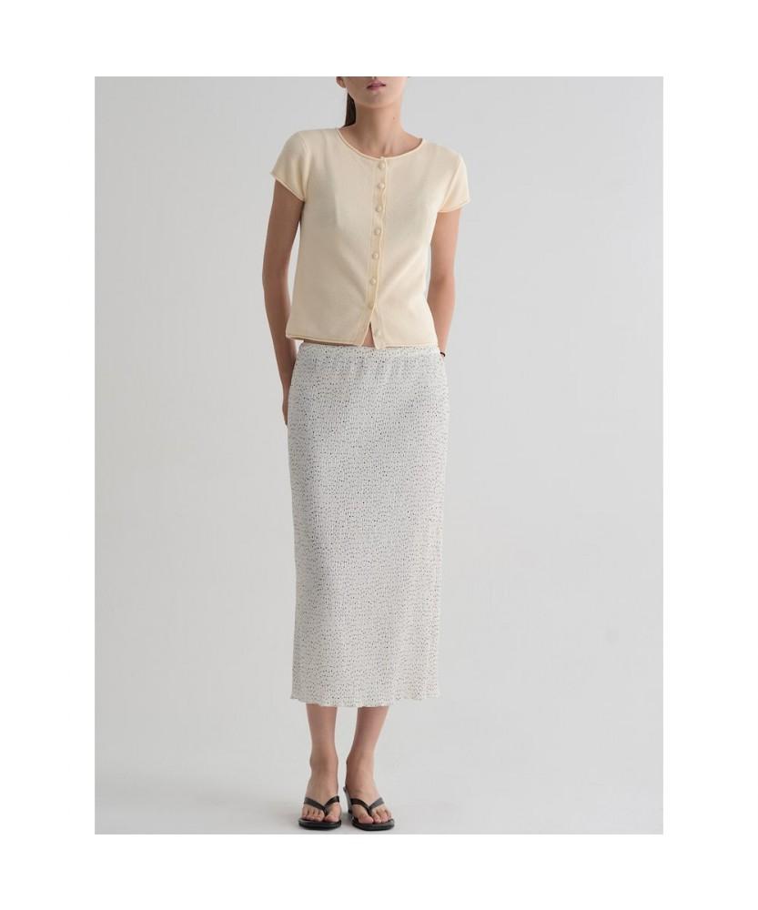 8SECONDS Pleated Dot Long Skirt White