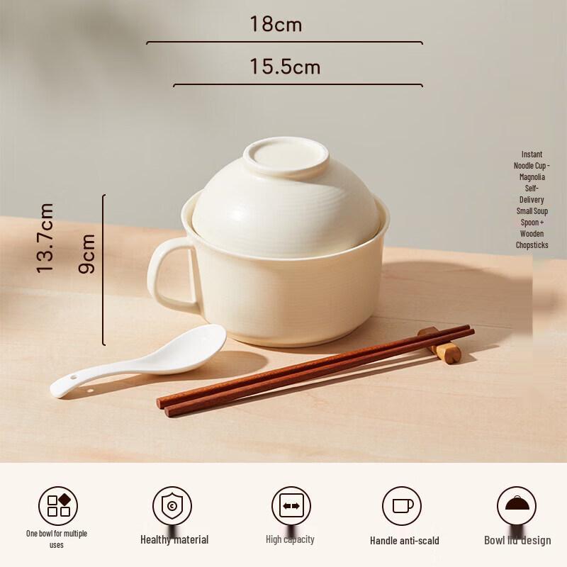 QW Ceramic Instant Noodle Bowl with Lid