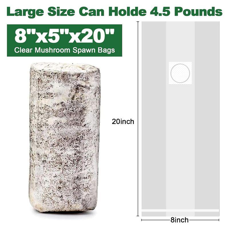 A84E-25 Pack Mushroom Grow Bags Mushroom Spawn Bag 8X5x20inch With Breathable For Substrates Strong Tear