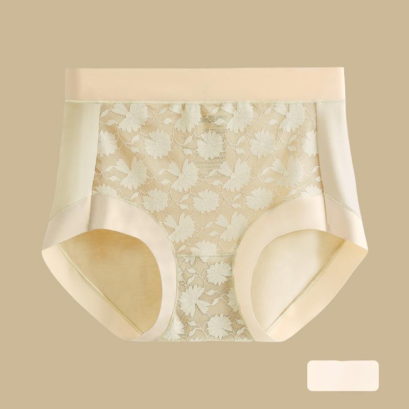 

Женские летние тонкие бесшовные треугольные трусы с высокой талией размера плюс Moldai M бежевый