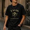Tacos Never Broke My Heart Cute Cartoon Taco Print Men Cotton T-Shirt Mexican Food Lover Casual