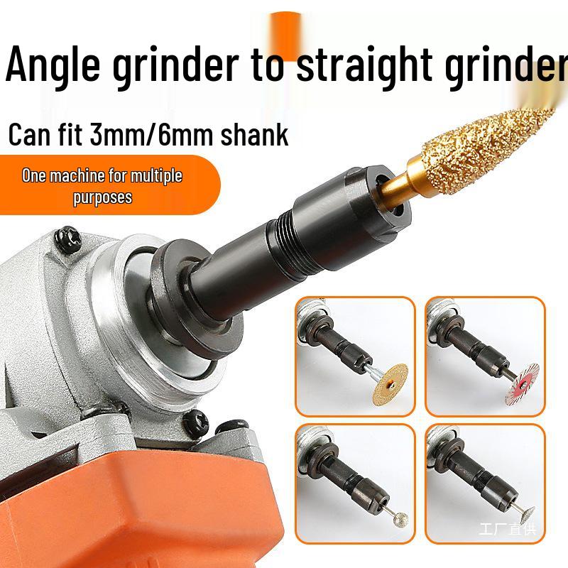 Angle Grinder to Straight Grinder Conversion Kit with Variable Speed, Collet, Stone Polisher, and Engraving Tool Accessories