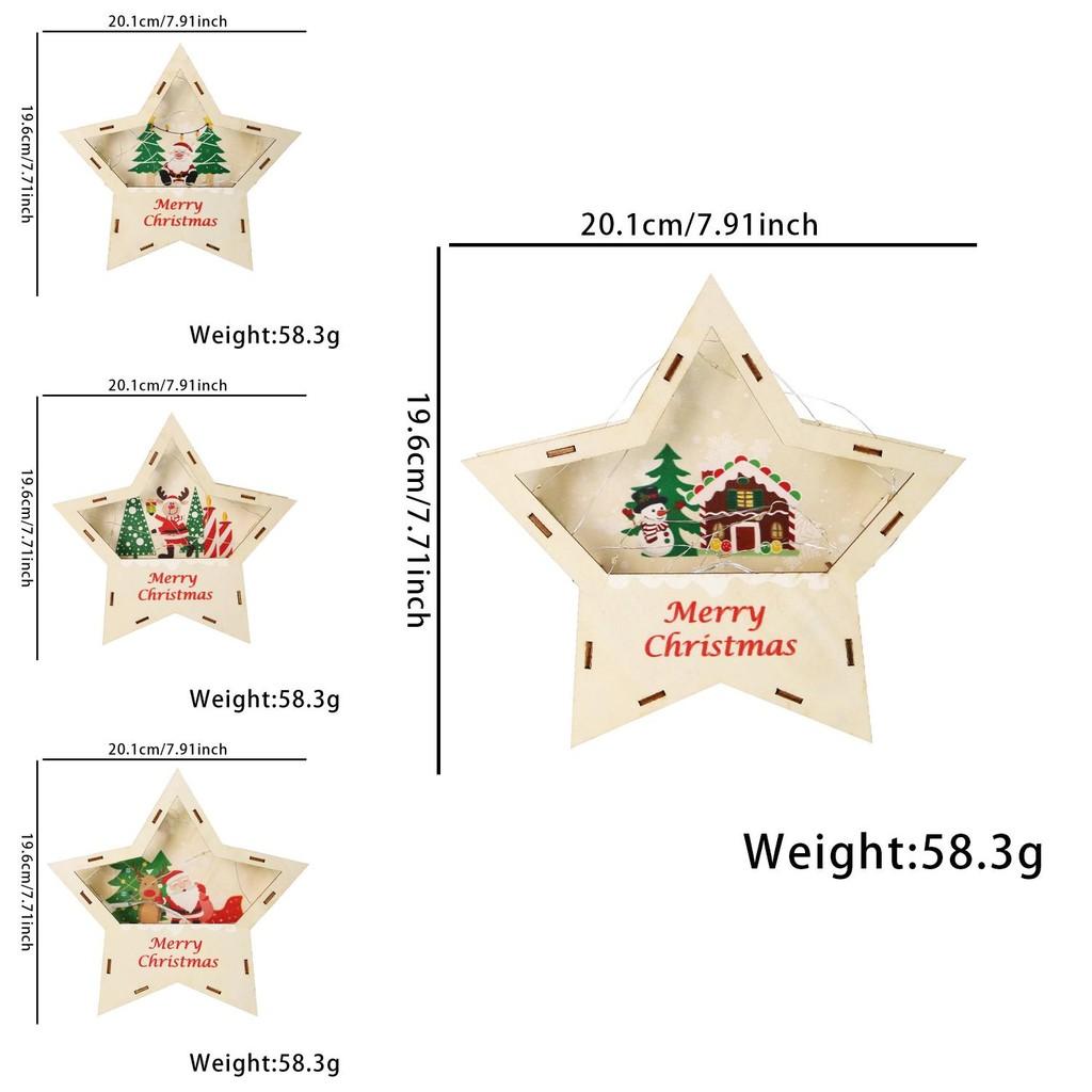 Festive Wooden Star Led Lighted Christmas Decoration For Kids With Charming Designs