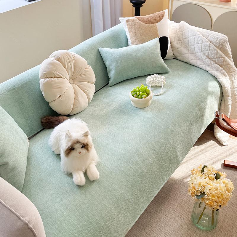 High-end Cream Simple Solid Color Thickened Chenille Sofa Cushion Sofa Cover