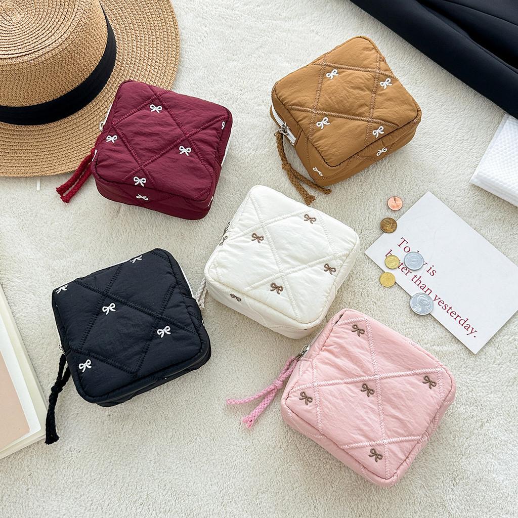 Travel Cosmetic Storage Bag With Butterfly Knot Pattern For Women And Teens