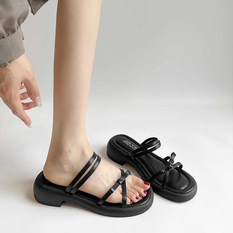 

With skirt silver slippers women s summer wear new bow beautiful low heel cool slippers 35 чорний