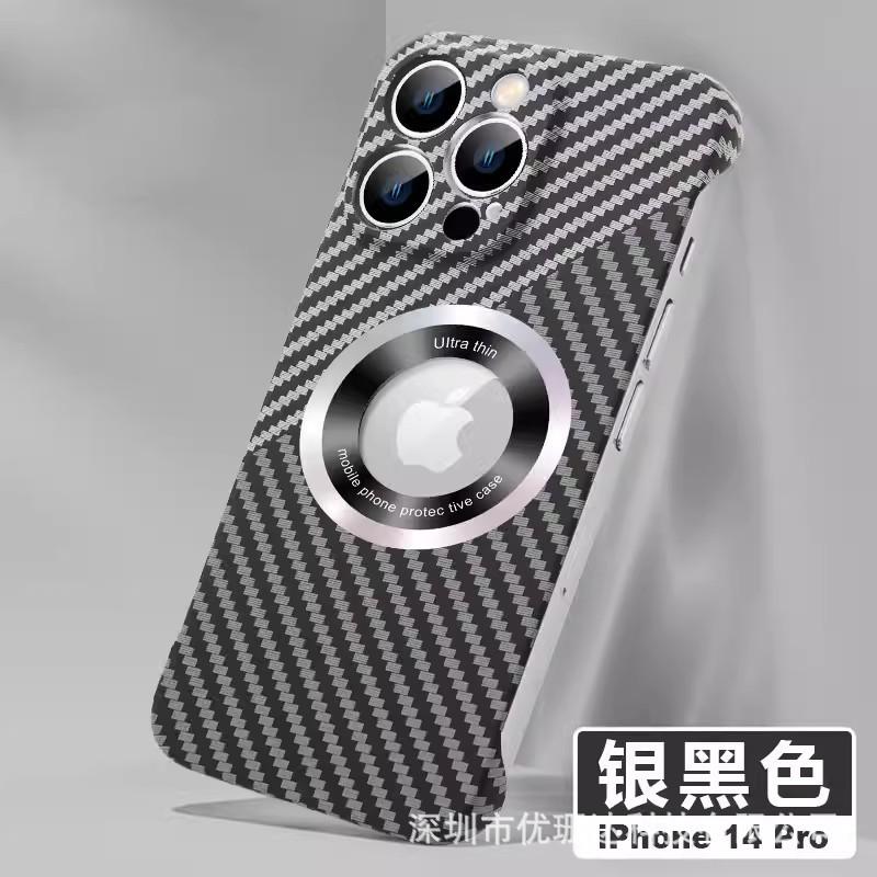 Applicable iPhone11promax borderless carbon fiber pattern magnetic mobile phone case Apple 11 magnifying glass 11 sheath