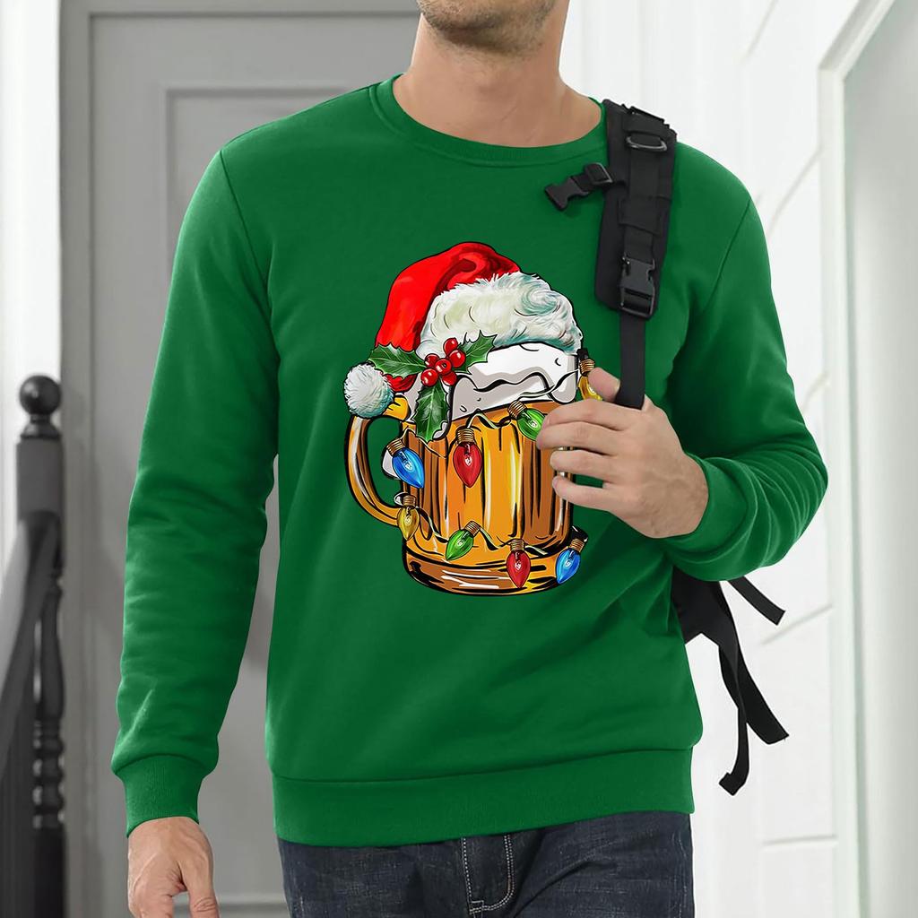 Men Sweatshirt Christmas Shirt Long Sleeve Funny Holdiay Crewneck Xmas Tops