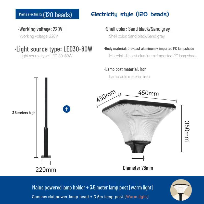 High Brightness Solar Courtyard Lights: Outdoor Garden & Villa Aluminum Landscape Lighting