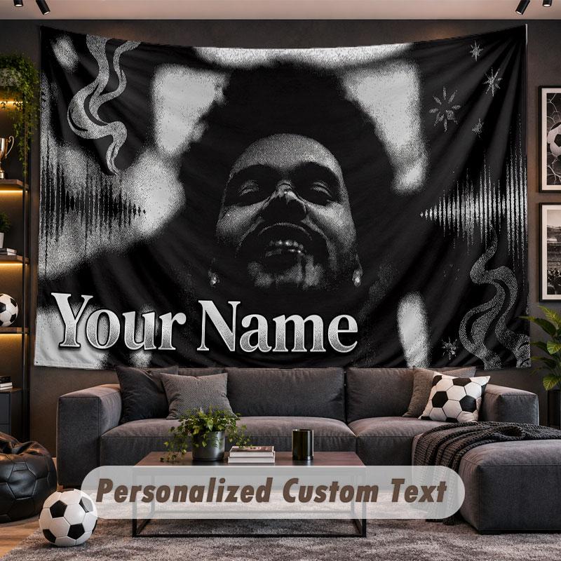 Wall Hanging Tapestry Custom NameThe Weeknd Pattern Personalized Printed Fabric Wall Decor
