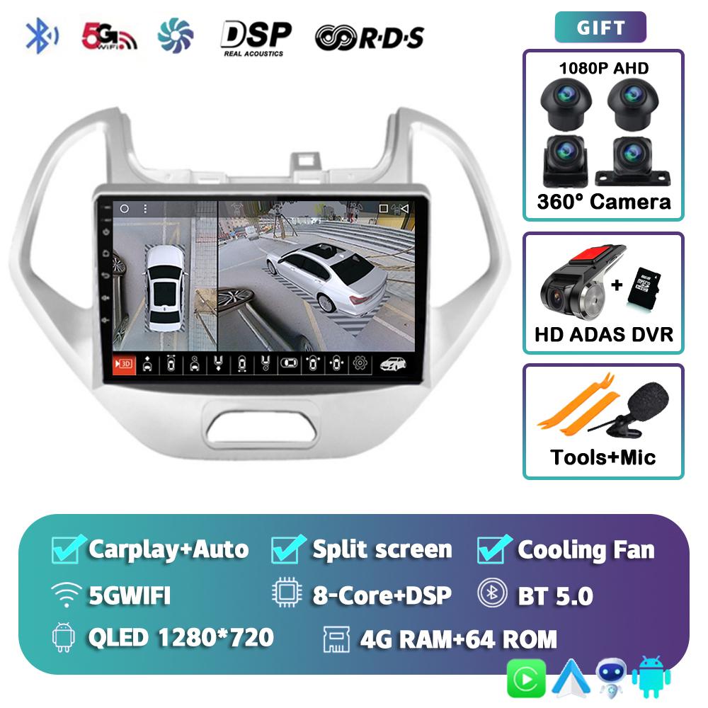 Android 14 Carplay Auto Car Radio For Ford FIGO KA 2015-2020 Multimedia Video Player Navigation GPS DSP Audio No 2din DVD Stereo