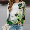 Tops For Women Golden Butterfly Print Round Neck Long Sleeve T-shirt Fall Casual Slim Pullover Women's Long Sleeve Top