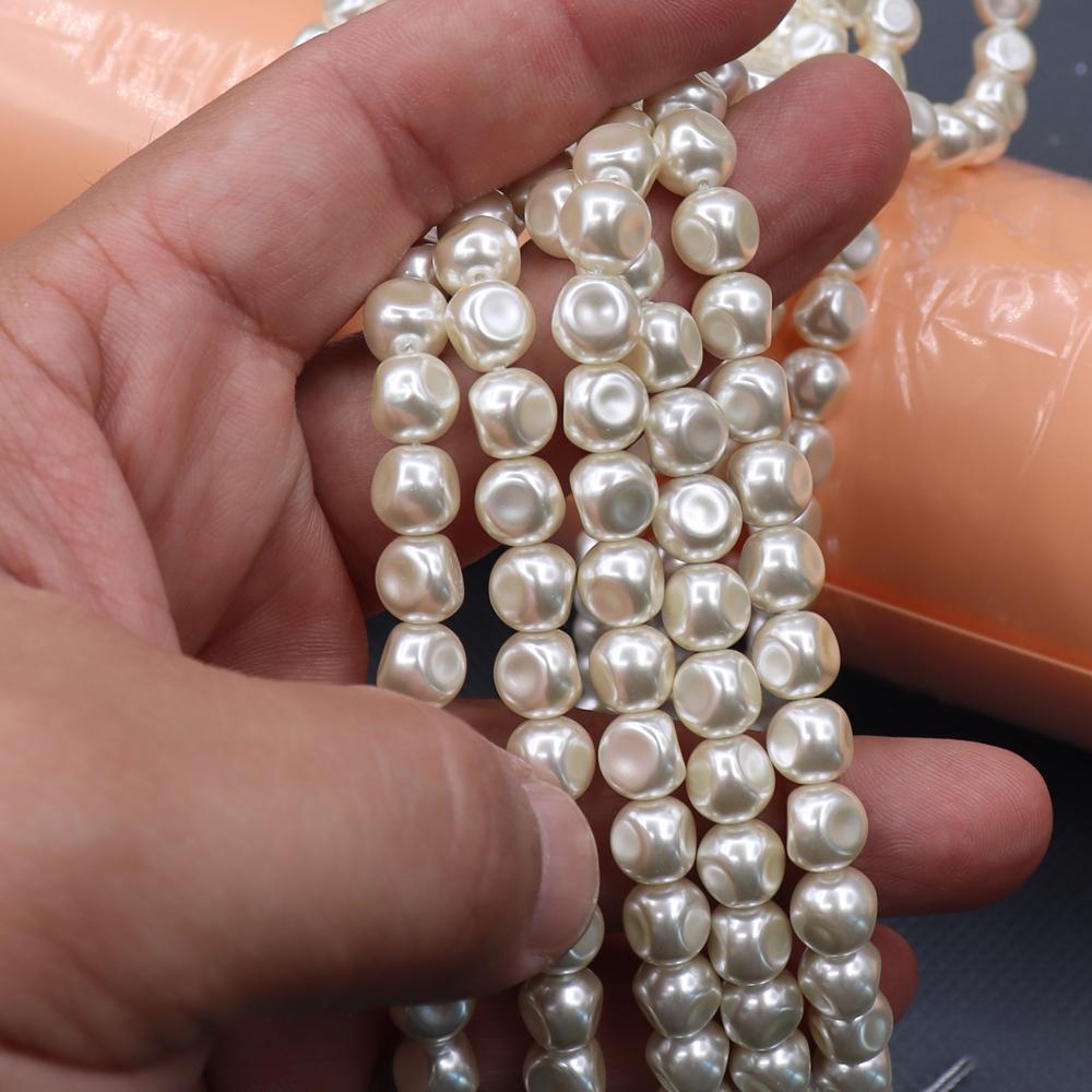 High Quality 8mm Indented Baroque Pearls Imitation Pearl Glass Beads Irregular Loose Pearls for Elegant Design Jewelry DIY