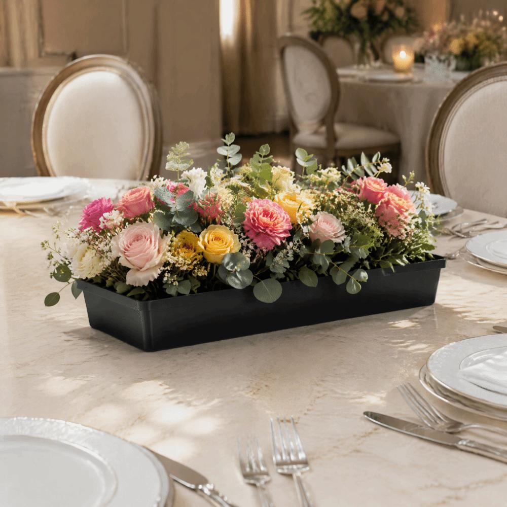 10 Stück Schwarzes Steckschaum-Tablett Kunststoff-Mittelstückhalter Blumengesteck-Tablett Partydekoration