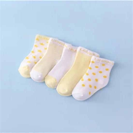 5 párů/sada Novorozenci Chlapci Dívčí Ponožky Pruhované Bavlněné Kreslené Módní Ponožky Pro Dívky Chlapci Batole Podzim Zima 0-3R