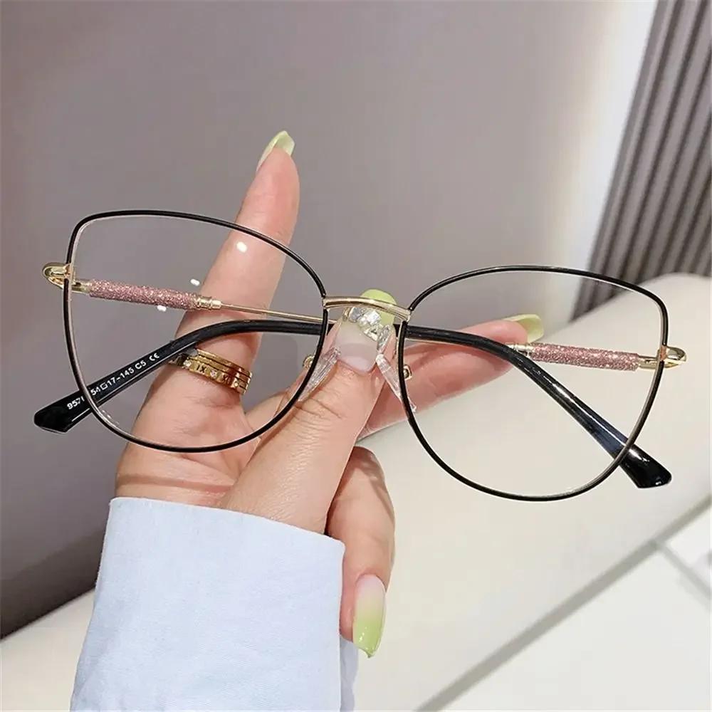 Cat Eye Metal Eyeglasses Frame Blue Light Blocking Support Customized Optical Glasses Anti Blue Light Glasses Eyewear