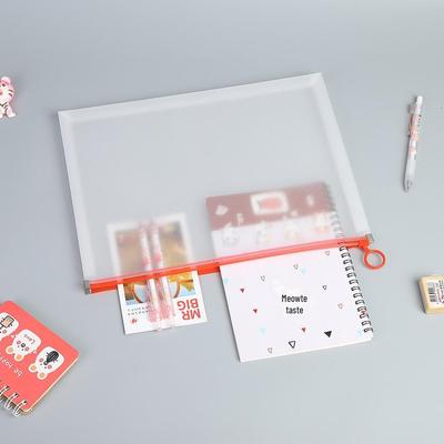 Transparente A4-Reißverschlusstasche mit individuellem Logo - Cartoon-Federmäppchen, Schüler-Schreibwaren, Wasserdichte PP-Büro-Aktenmappe