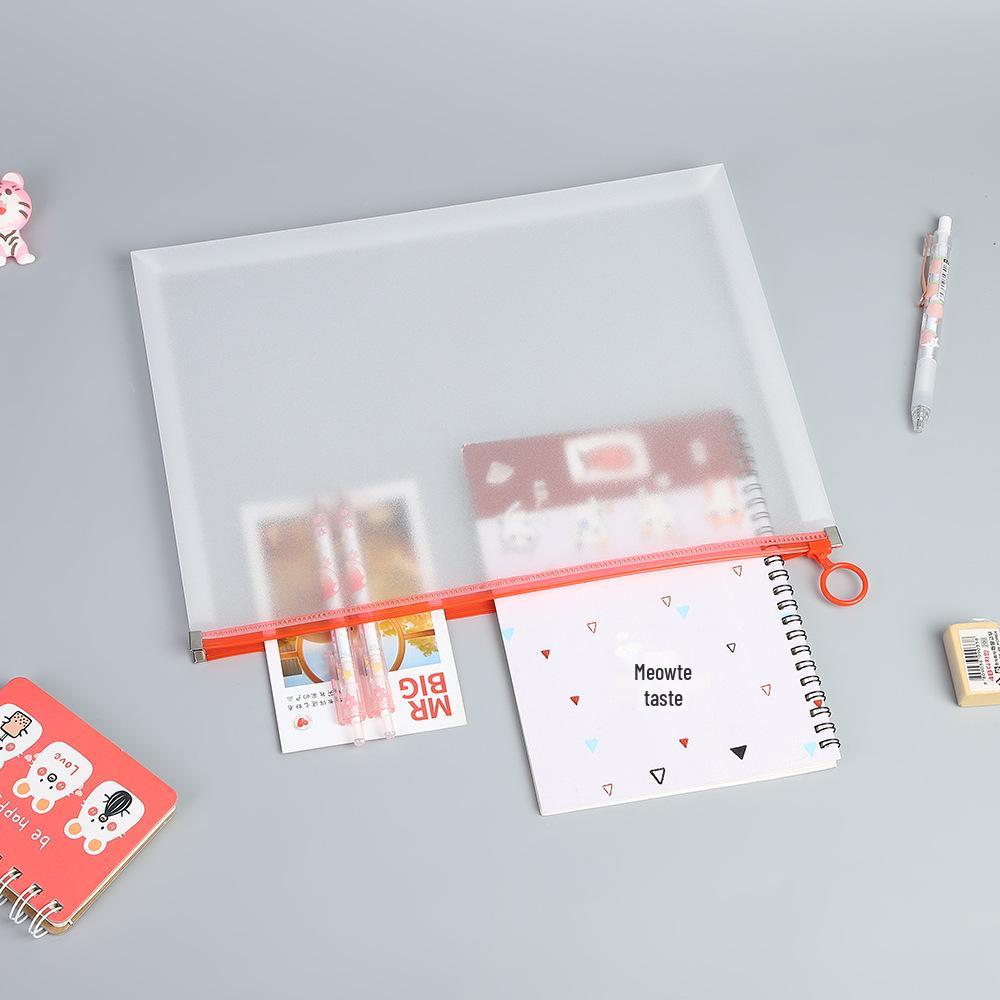 Custom Logo Transparent A4 Zipper Bag - Cartoon Pencil Case, Student Stationery, Waterproof PP Office File Holder