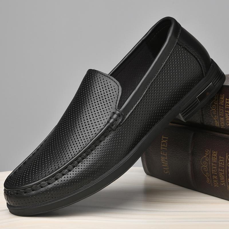 New Genuine Leather Men Casual Shoes Luxury Brand Mens Loafers Moccasins Breathable Slip On Black/white Driving Shoes Size 36-46