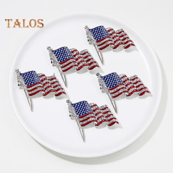 Spilla con bandiera americana patriottica, in lega di zinco, con strass, smalto, con bandiera nazionale degli Stati Uniti, per maglione, zaino, cappello, decorazione, accessori per abbigliamento da uomo e da donna
