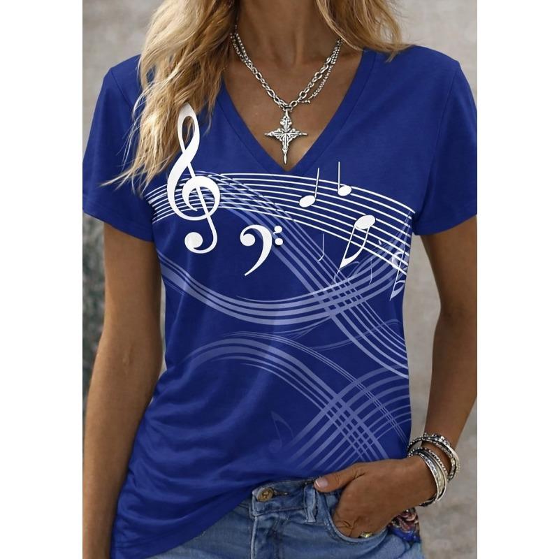 Women's T Shirt Print Graphic Plants Abstract Stylish Classic Casual Short Sleeve V Neck Regular Tops