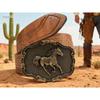 Men's Fashionable Denim Belt with Embossed Horse & Floral Design – Retro Casual Leather Accessory