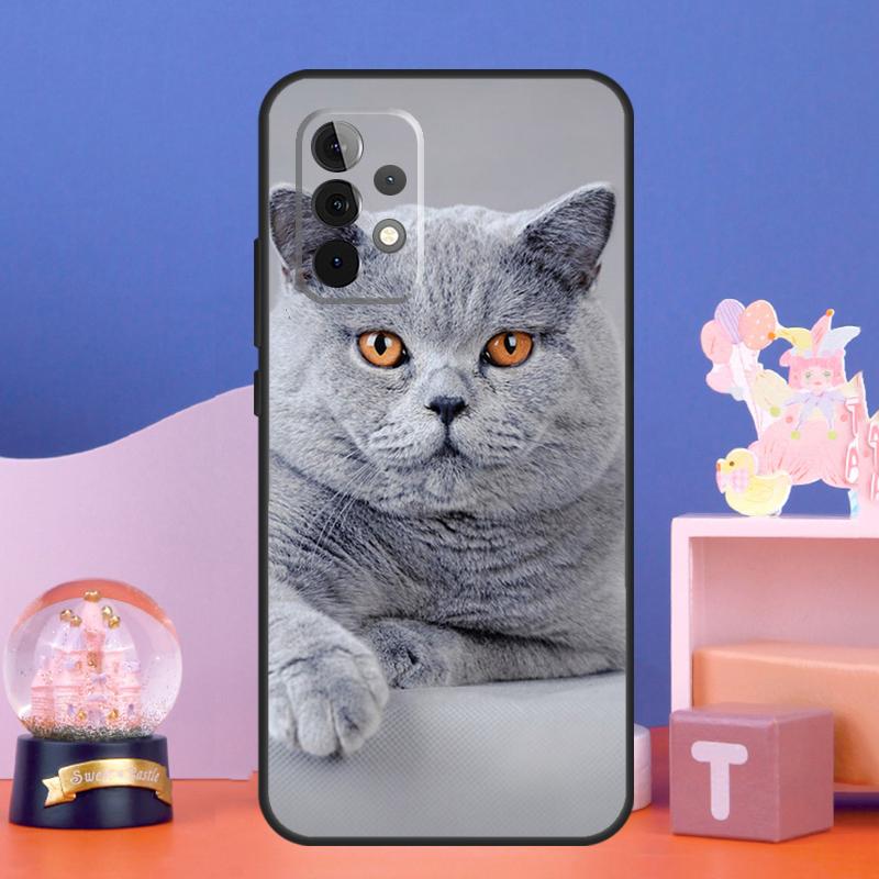 Custodia per Gatto British Shorthair per Samsung Galaxy A55 A16 A26 A36 A56 A54 A34 A14 A15 A35 A52 A12 A32 A13 A33 A53 A17