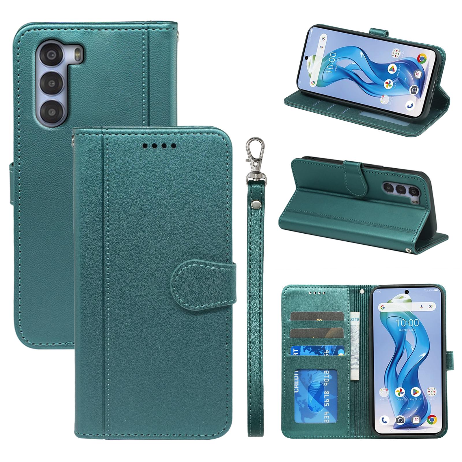 

For ZTE nubia S 5G A403ZT Wallet Case Magnetic Snap Leather Phone Cover with Strap Green