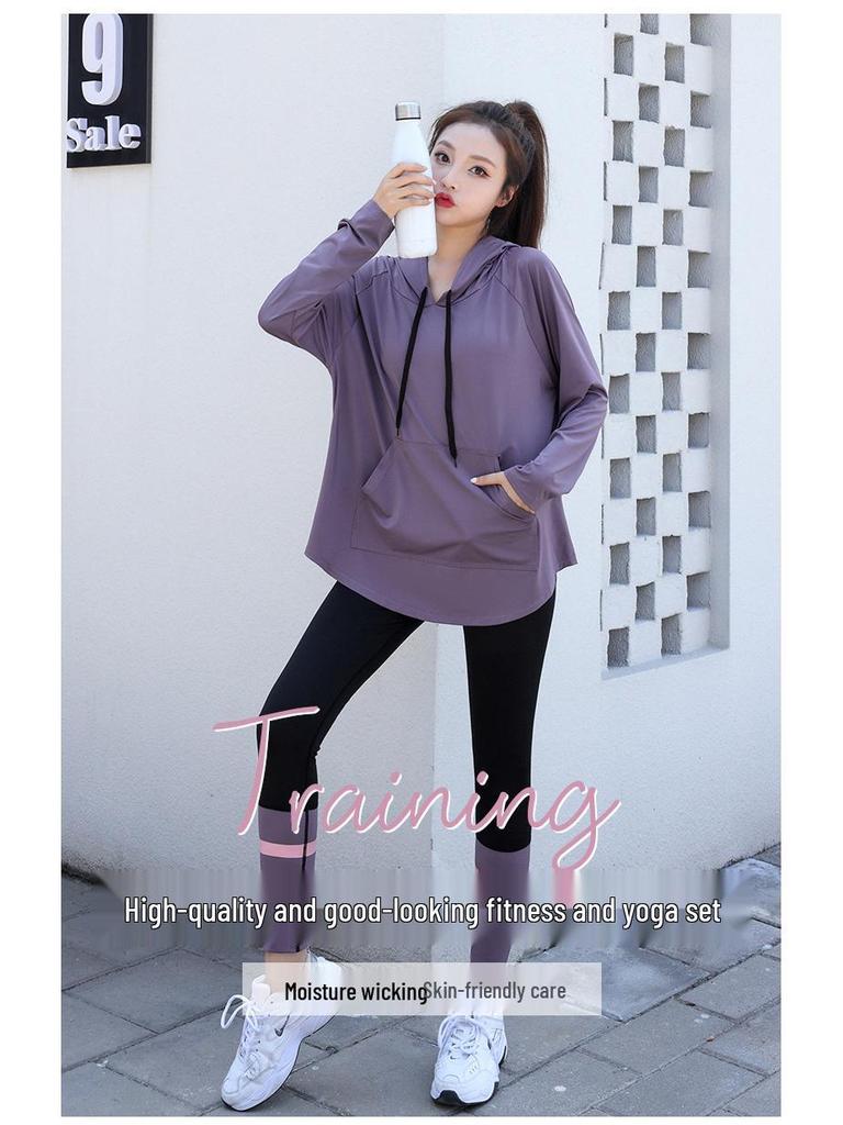 Felpa con cappuccio sportiva larga taglie forti da donna 2023 per fitness e yoga