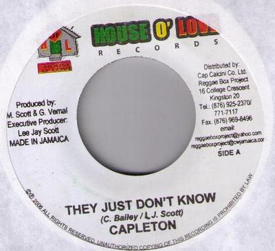 7inch Record CAPLETON / SMOKE - They Just Don't Know / Song For The NONE House O' Love R 2006 Jamaica Reggae, Ska & Dub Used