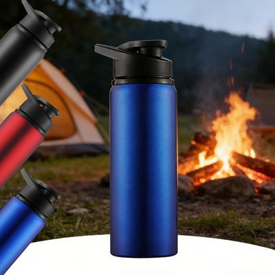 700ml Cycling Water Bottle Portable Stainless Steel Straight Water Cup For Outdoor Hiking Fitness Travel Gym Camping Kettle
