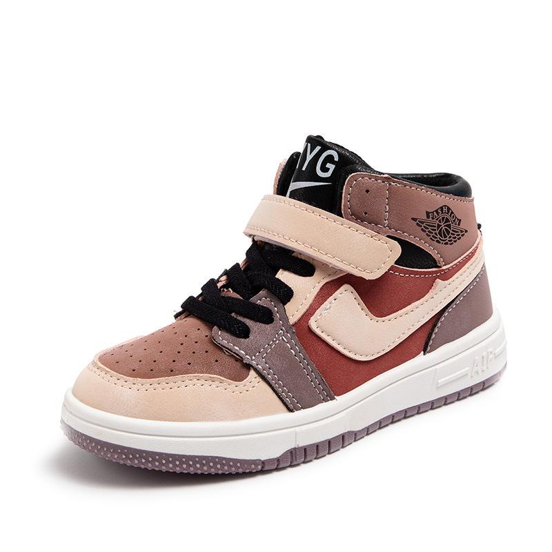 

Детские кожаные красивые низкие кроссовки одного цвета, модные однотонные баскетбольные кроссовки с мягкой подошвой для мальчиков, кроссовки на липучке для девочек 31 коричневый