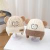 Warm Thick Knitted Beanie Hat Embroidery Pullover Hat New Kids Bear Ear Hat  Autumn